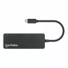 Dock/hub USB-C Manhattan, conexiones (x7): USB-A (x7), 5 Gbit/s (USB 3.2 Gen1, también conocido como USB 3.0), no requiere fuente de alimentación externa, universal para todos los dispositivos, cable 15 cm, SuperSpeed USB, negro, tres años de garantía