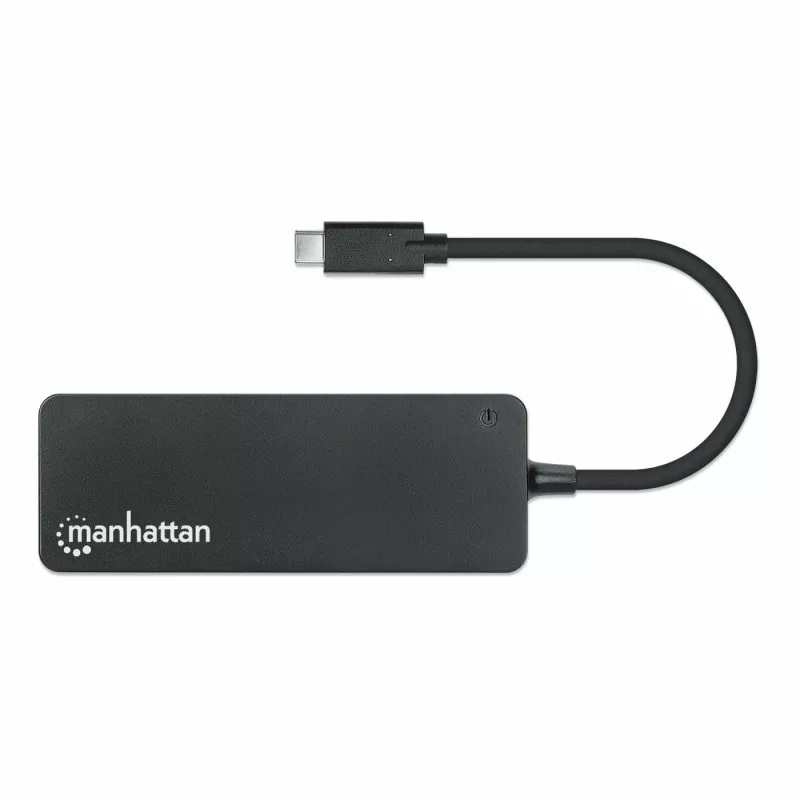 Dock/hub USB-C Manhattan, conexiones (x7): USB-A (x7), 5 Gbit/s (USB 3.2 Gen1, también conocido como USB 3.0), no requiere fuente de alimentación externa, universal para todos los dispositivos, cable 15 cm, SuperSpeed USB, negro, tres años de garantía