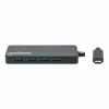 Dock/hub USB-C Manhattan, conexiones (x7): USB-A (x7), 5 Gbit/s (USB 3.2 Gen1, también conocido como USB 3.0), no requiere fuente de alimentación externa, universal para todos los dispositivos, cable 15 cm, SuperSpeed USB, negro, tres años de garantía