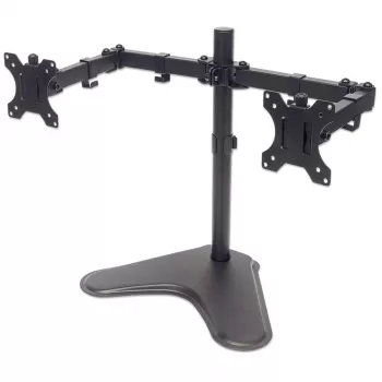Soporte de escritorio doble Manhattan para TV y monitores (movimiento completo), montaje sobre superficie, para pantallas: 10-27