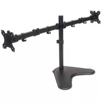 Soporte de escritorio doble Manhattan para TV y monitores (movimiento completo), montaje sobre superficie, para pantallas: 10-27