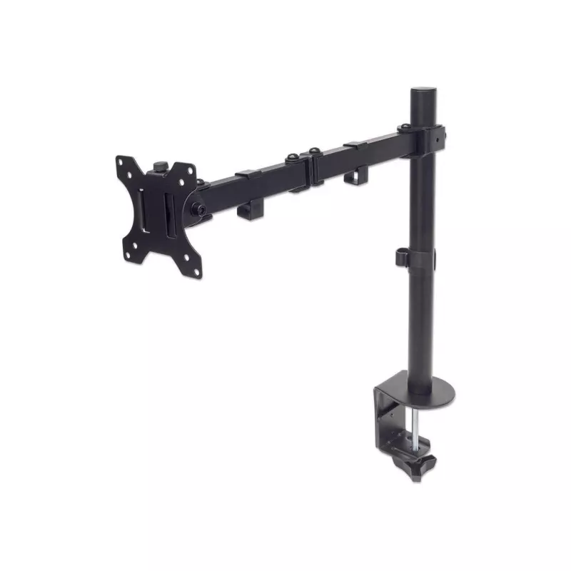 Soporte de escritorio Manhattan para TV y monitores (movimiento completo), para pantallas de 13 inch a 27 inch, fijación con abrazadera al escritorio, compatibilidad VESA: 75x75 mm y 100x100 mm – comprueba las dimensiones de los cuatro orificios de montaje en la parte trasera de la pantalla para asegurarte de que encaja, máx. 8 kg, soporte, garantía de por vida