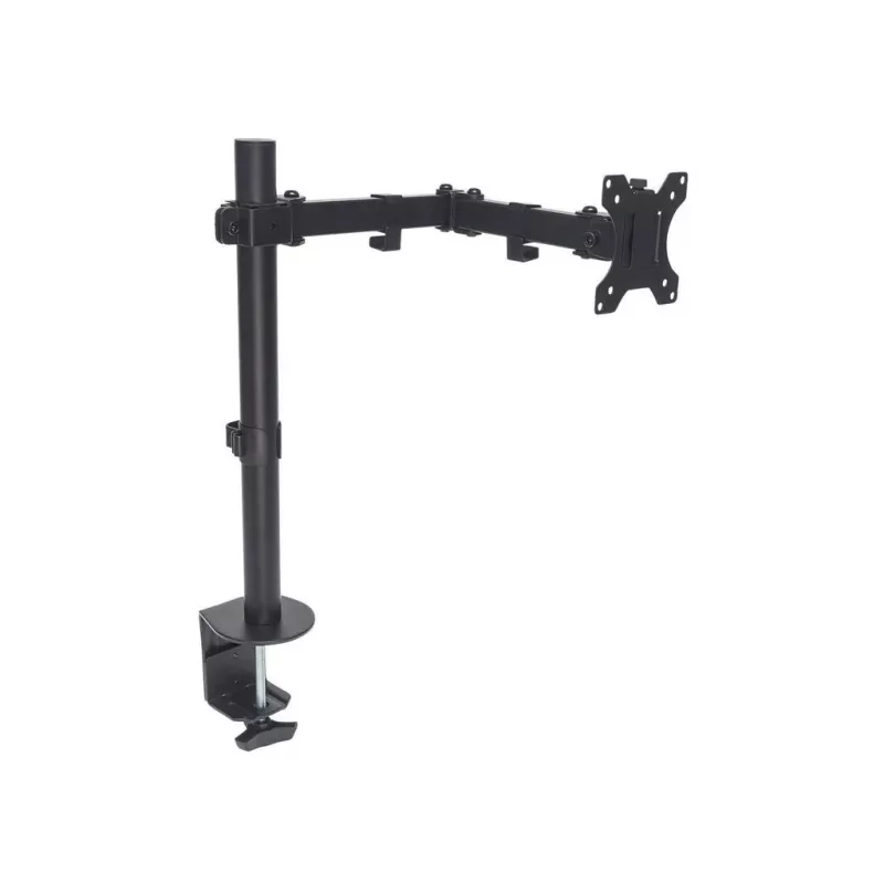 Soporte de escritorio Manhattan para TV y monitores (movimiento completo), para pantallas de 13 inch a 27 inch, fijación con abrazadera al escritorio, compatibilidad VESA: 75x75 mm y 100x100 mm – comprueba las dimensiones de los cuatro orificios de montaje en la parte trasera de la pantalla para asegurarte de que encaja, máx. 8 kg, soporte, garantía de por vida