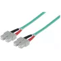 Cable de red de fibra óptica Intellinet, OM3, SC/SC, 5 m, aqua, dúplex, multimodo, 50/125 µm, LSZH, fibra óptica, garantía de por vida