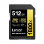 Lexar Professional 1800x 512 GB Tarjeta SDXC UHS-II (serie GOLD), hasta 280 MB/s de lectura, 205 MB/s de escritura, V60, U3, Clase 10, para cámaras DSLR/sin espejo