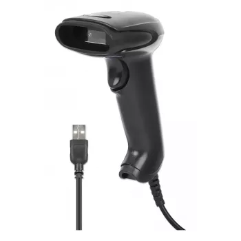 Manhattan Lector de códigos de barras 2D LED de mano 153997, USB-A, alcance de lectura 320 mm, cable de 1,4 m, negro