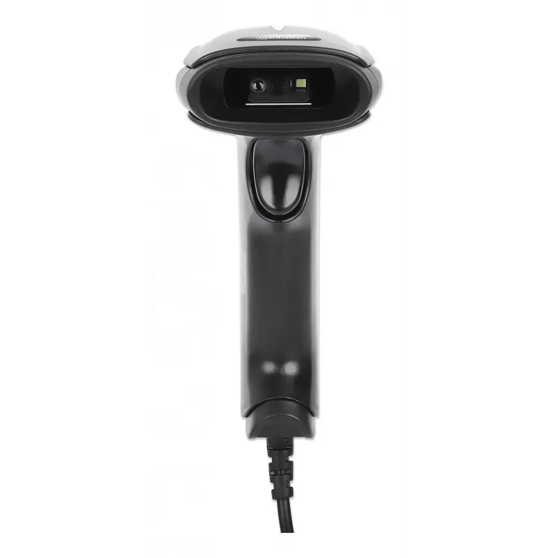 Manhattan Lector de códigos de barras 2D LED de mano 153997, USB-A, alcance de lectura 320 mm, cable de 1,4 m, negro