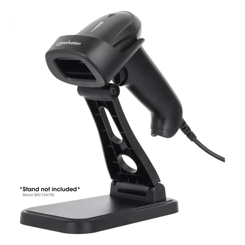 Manhattan Lector de códigos de barras 2D LED de mano 153997, USB-A, alcance de lectura 320 mm, cable de 1,4 m, negro