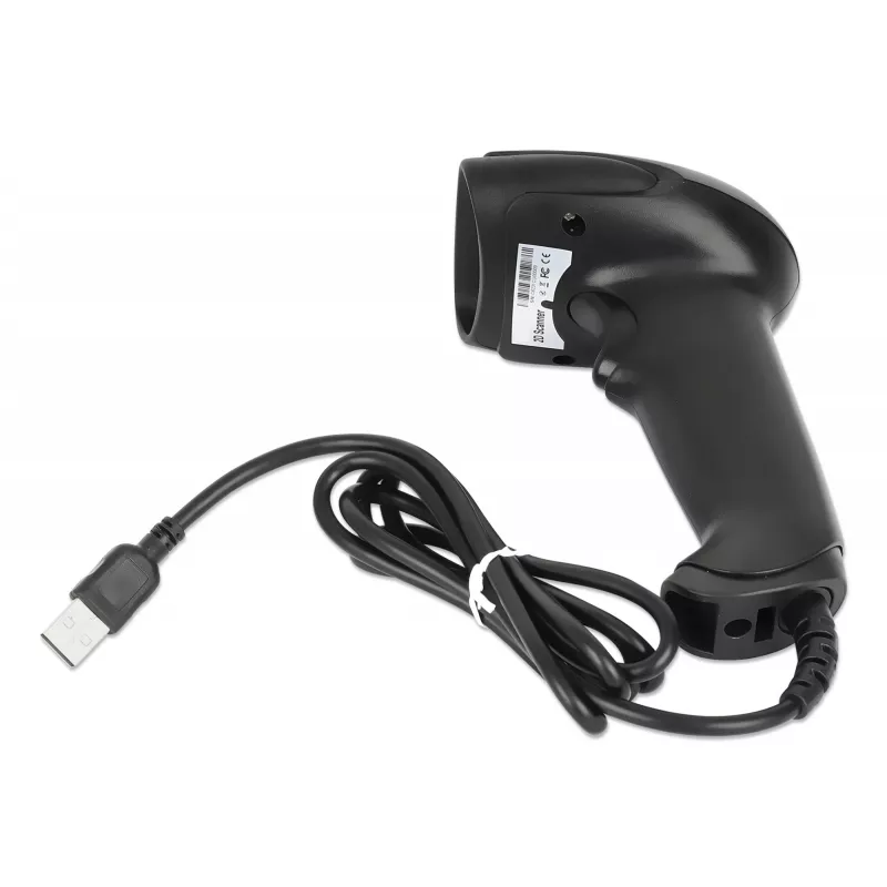 Manhattan Lector de códigos de barras 2D LED de mano 153997, USB-A, alcance de lectura 320 mm, cable de 1,4 m, negro
