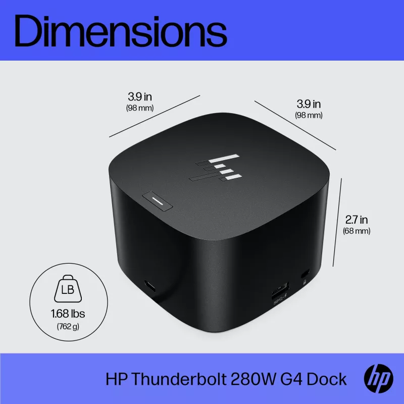 HP Thunderbolt Dock 280W G4 base de acoplamiento con cable Thunderbolt 4 negro