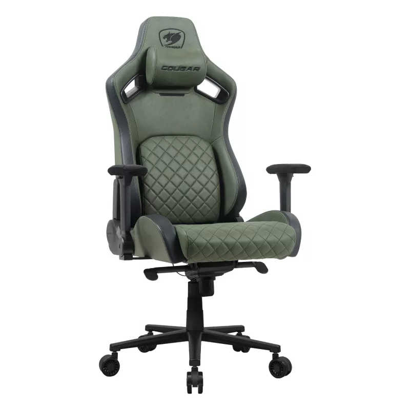 Silla gaming universal Cougar DEFENSOR S ARMY verde F — asiento acolchado, 150 kg máx., ancho 760 × fondo 690 mm, alto 129,5–137 cm