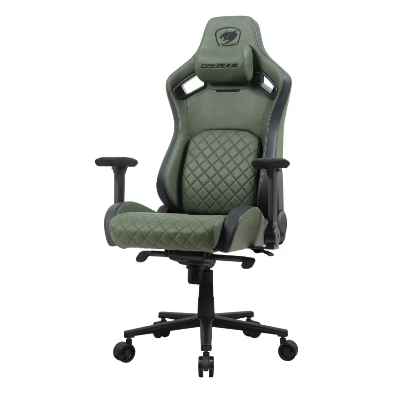 Silla gaming universal Cougar DEFENSOR S ARMY verde F — asiento acolchado, 150 kg máx., ancho 760 × fondo 690 mm, alto 129,5–137 cm