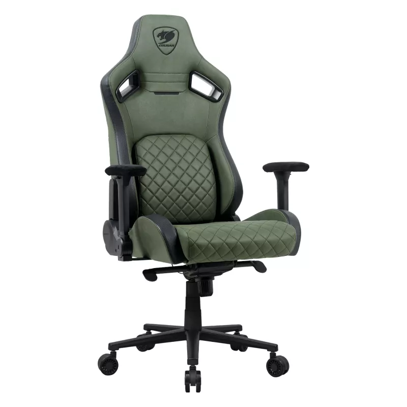 Silla gaming universal Cougar DEFENSOR S ARMY verde F — asiento acolchado, 150 kg máx., ancho 760 × fondo 690 mm, alto 129,5–137 cm