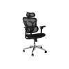 Silla de oficina ergonómica EQUIP 651053 con reposacabezas y reposabrazos, respaldo de malla, asiento acolchado, altura ajustable 117–135 cm, ancho 660 mm, negra
