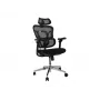 Silla de oficina ergonómica EQUIP 651053 con reposacabezas y reposabrazos, respaldo de malla, asiento acolchado, altura ajustable 117–135 cm, ancho 660 mm, negra
