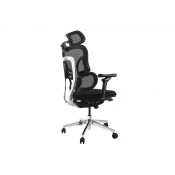 Silla de oficina ergonómica EQUIP 651053 con reposacabezas y reposabrazos, respaldo de malla, asiento acolchado, altura ajustable 117–135 cm, ancho 660 mm, negra