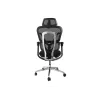 Silla de oficina ergonómica EQUIP 651053 con reposacabezas y reposabrazos, respaldo de malla, asiento acolchado, altura ajustable 117–135 cm, ancho 660 mm, negra