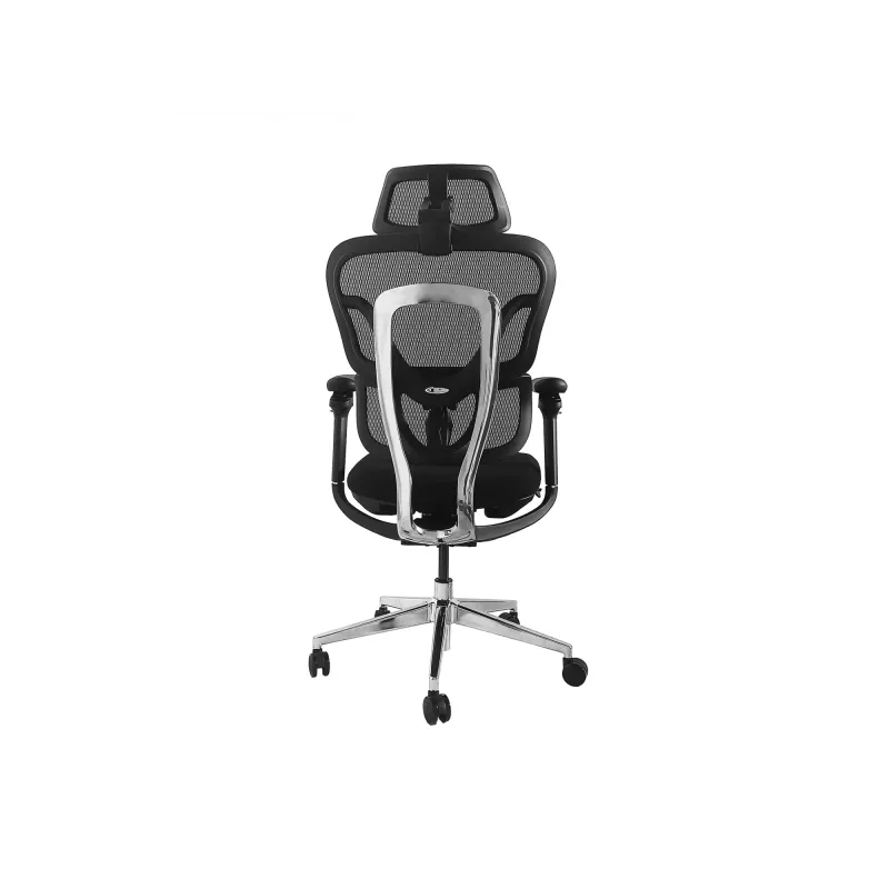 Silla de oficina ergonómica EQUIP 651053 con reposacabezas y reposabrazos, respaldo de malla, asiento acolchado, altura ajustable 117–135 cm, ancho 660 mm, negra