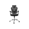Silla de oficina ergonómica EQUIP 651053 con reposacabezas y reposabrazos, respaldo de malla, asiento acolchado, altura ajustable 117–135 cm, ancho 660 mm, negra