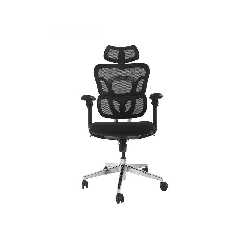 Silla de oficina ergonómica EQUIP 651053 con reposacabezas y reposabrazos, respaldo de malla, asiento acolchado, altura ajustable 117–135 cm, ancho 660 mm, negra