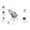 Silla de oficina ergonómica EQUIP 651053 con reposacabezas y reposabrazos, respaldo de malla, asiento acolchado, altura ajustable 117–135 cm, ancho 660 mm, negra