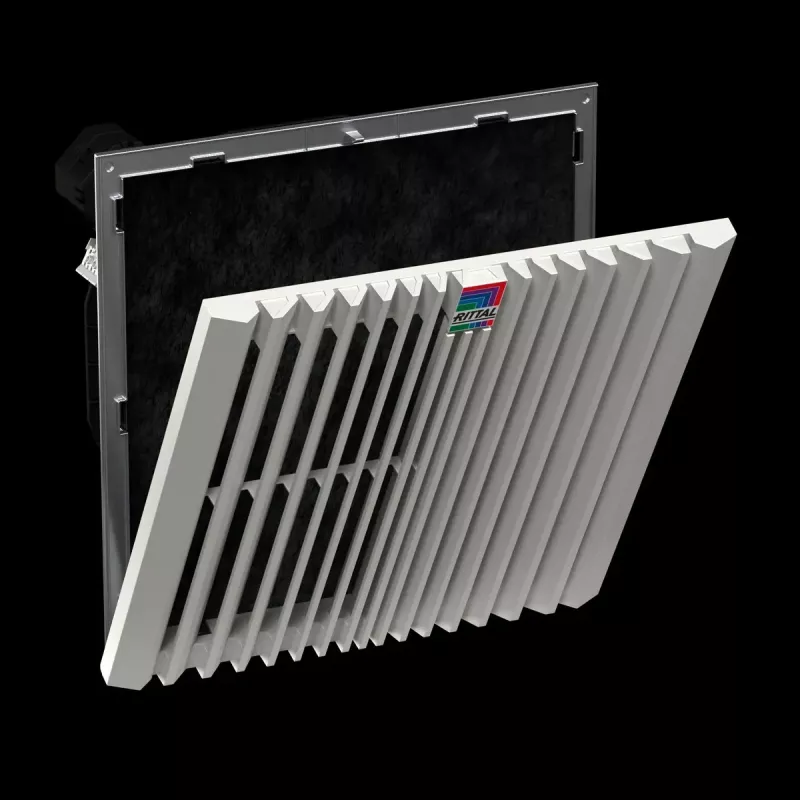 Accesorio para rack Rittal 3244.810 — ventilador integrado, 1 ventilador, caudal de aire 770 m³/h, carcasa de plástico, gris