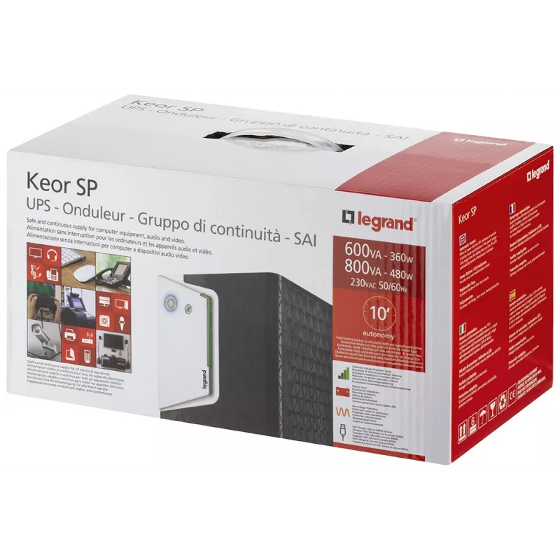 Legrand Keor SAI SP 800 GR alimentación ininterrumpida (SAI) line-interactive 0,8 kVA 480 W 2 salidas AC
