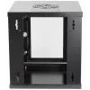 Armario de red Intellinet 10 inch – montaje en pared (estándar), 6HE, 300 mm de fondo, negro, montado, máx. 60 kg, también apto para colocación sobre mesa o suelo, profundidad útil 265 mm, puerta de metal y cristal, panel trasero, laterales desmontables, piezas para montaje en pared (p. ej. tornillos/tacos) no incluidas