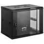 Intellinet Armario de red de 19 inch – montaje en pared (estándar), 12U, 450 mm de fondo, negro, montado, máx. 60 kg, también apto para colocación sobre mesa o suelo, fondo útil de 350 mm, puerta de metal y cristal, panel trasero, laterales desmontables, material de fijación para montaje en pared (p. ej. tornillos/tacos) no incluido