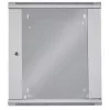 Armario de red Intellinet 19 inch – montaje en pared (estándar), 12HE, 450 mm de fondo, gris, desmontado, máx. 60 kg, también apto para colocación sobre mesa o suelo, profundidad útil 260 mm, puerta de metal y cristal, panel trasero, laterales desmontables, piezas de montaje en pared (p. ej. tornillos/tacos) no incluidas