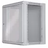 Armario de red Intellinet 19 inch – montaje en pared (estándar), 12HE, 450 mm de fondo, gris, desmontado, máx. 60 kg, también apto para colocación sobre mesa o suelo, profundidad útil 260 mm, puerta de metal y cristal, panel trasero, laterales desmontables, piezas de montaje en pared (p. ej. tornillos/tacos) no incluidas