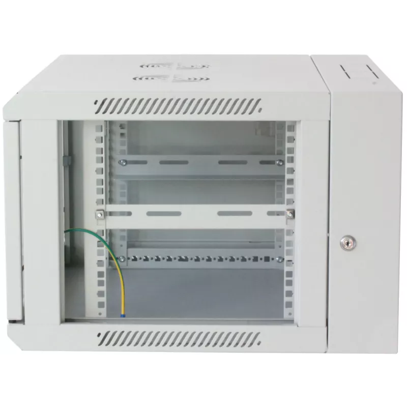 Armario de red Intellinet 19 inch – montaje en pared (brazo pivotante de dos piezas), 15HE, 550 mm de fondo, gris, montado, máx. 30 kg, pivota hacia la parte trasera para acceso con montaje en pared, rack, profundidad útil 425 mm, piezas para montaje en pared no incluidas