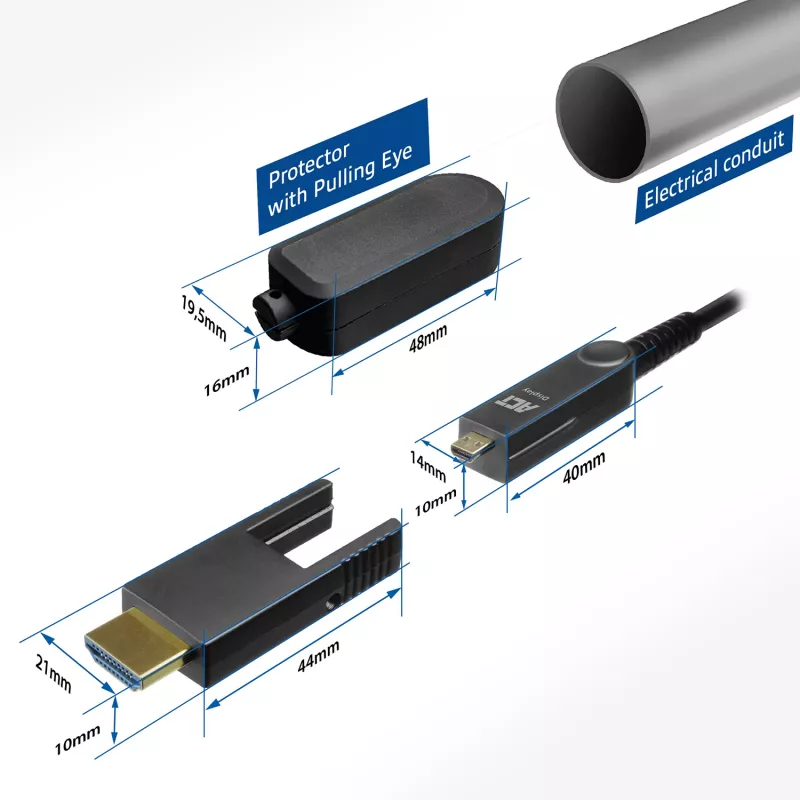 ACT 50 m cable HDMI High Speed 4K óptico activo con conector desmontable v2.0 conector HDMI-A - conector HDMI-A
