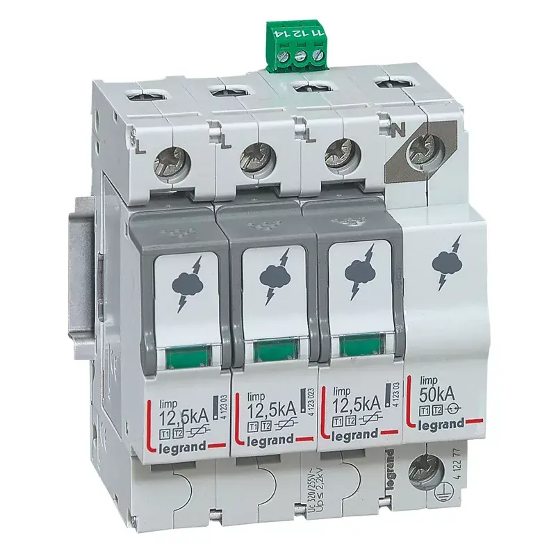 Legrand 412277 SPD protección contra sobretensiones T1+T2 3P+N 12,5kA