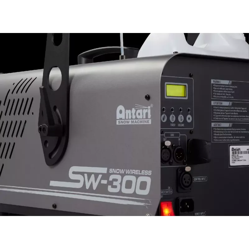 Antari SW-300 máquina de nieve artificial, 5 l, 2 canales, XLR5, inalámbrica, negra/gris