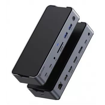 eSTUFF GLB232006 estación de acoplamiento/replicador de puertos para portátil con cable USB 3.2 Gen 1 (3.1 Gen 1) Type-C aluminio, negro