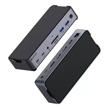 eSTUFF GLB232006 estación de acoplamiento/replicador de puertos para portátil con cable USB 3.2 Gen 1 (3.1 Gen 1) Type-C aluminio, negro