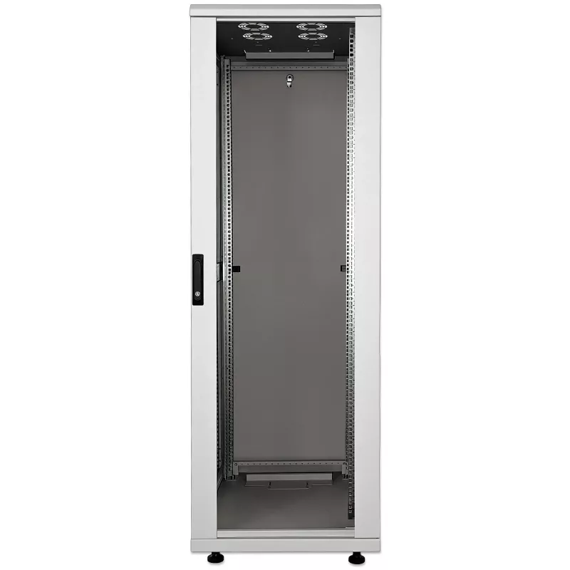 Armario de red Intellinet de 19 inch – independiente, 32HE, 800x800mm (ancho x fondo), gris, Flatpack, máx. 1500kg, cierre multipunto de puerta, una cerradura por panel lateral, profundidad útil de 123 a 573mm, IP20, rack, acero