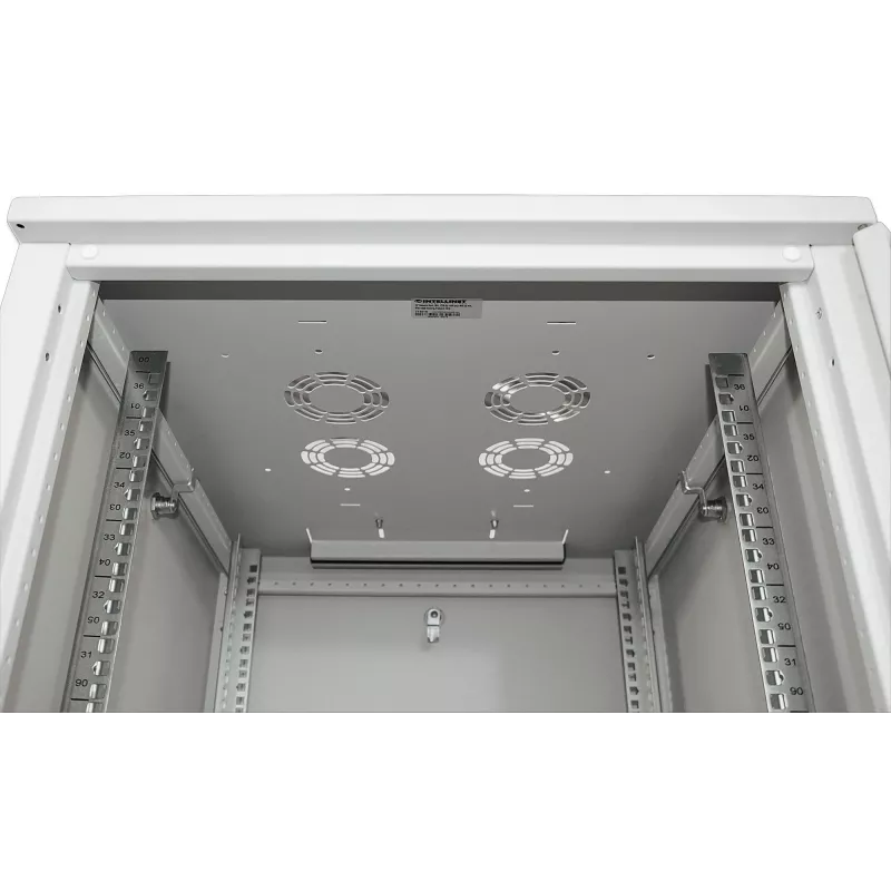 Armario de red Intellinet de 19 inch – independiente, 32HE, 800x800mm (ancho x fondo), gris, Flatpack, máx. 1500kg, cierre multipunto de puerta, una cerradura por panel lateral, profundidad útil de 123 a 573mm, IP20, rack, acero