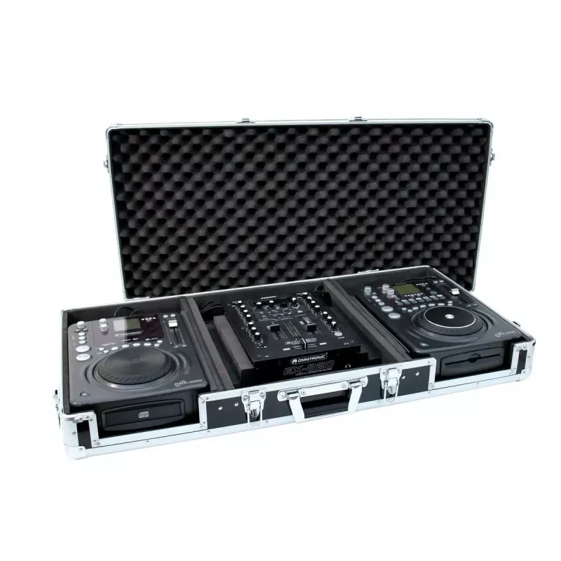 Flightcase Roadinger 30125346 controlador DJ contrachapado negro plata