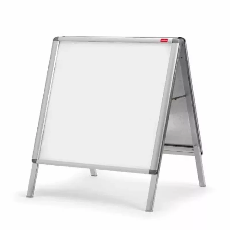 Nobo soporte para pósteres A1, marco de aluminio, dos marcos abatibles, panel trasero de acero, lámina antirreflejos