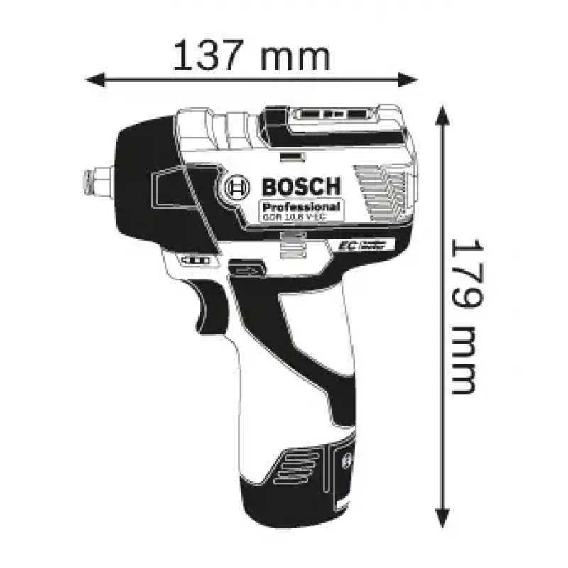Atornillador de impacto Bosch GDS 10.8 V-EC Professional 3/8 pulgadas 2600 rpm 115 N⋅m