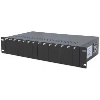 Intellinet carcasa para convertidores de medios de 14 ranuras, incluye fuente de alimentación redundante, montaje en rack de 19