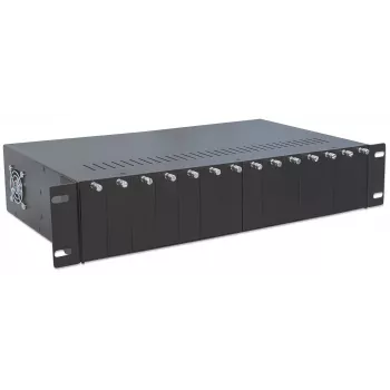 Intellinet carcasa para convertidores de medios de 14 ranuras, incluye fuente de alimentación redundante, montaje en rack de 19
