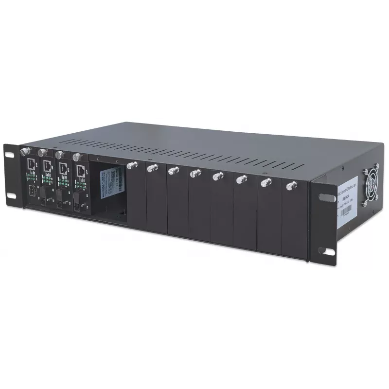 Intellinet carcasa para convertidores de medios de 14 ranuras, incluye fuente de alimentación redundante, montaje en rack de 19 inch, 2U