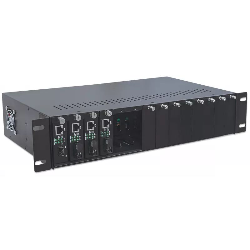 Intellinet carcasa para convertidores de medios de 14 ranuras, incluye fuente de alimentación redundante, montaje en rack de 19 inch, 2U
