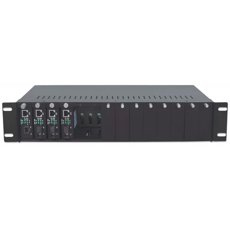 Intellinet carcasa para convertidores de medios de 14 ranuras, incluye fuente de alimentación redundante, montaje en rack de 19 inch, 2U