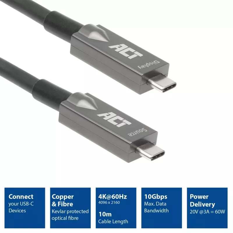 ACT cable óptico activo USB-C 3.2 Gen2 7,5m USB 3.2 Gen 2 10 Gbit/s