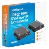 Manhattan 1080p HDMI KVM over IP Extender Kit, extiende señal 1080p@60Hz hasta 120 m con un solo cable Ethernet Cat6 o una red con IP, transmisor y receptor, conectores USB-A para PC/ratón/teclado, negro, tres años de garantía