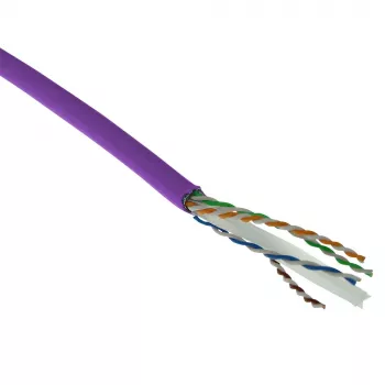 Cable de instalación ACT Cat 6 F/UTP macizo, LSZH, clase europea CPR ECA, 24 AWG, violeta, 305 metros